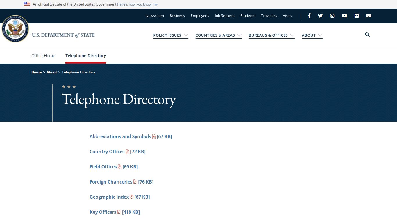 Telephone Directory - United States Department of State